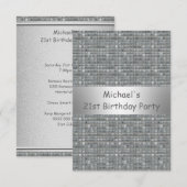 21e Verjaardag Zilver Grijs Marle Tegel Patroon Kaart (Voorkant / Achterkant)