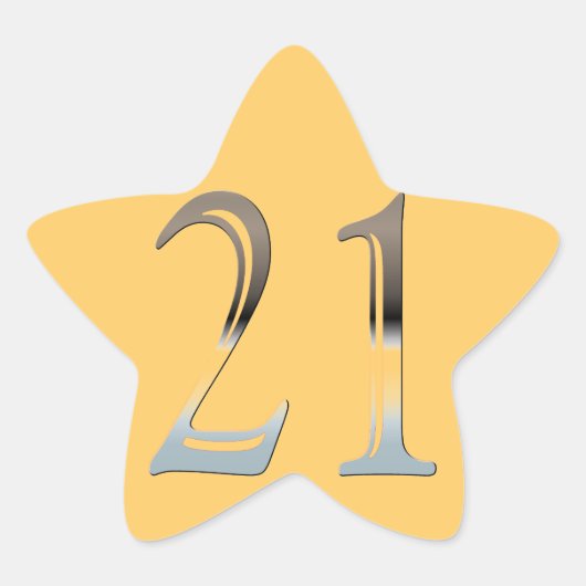 21e verjaardag zilver nummer 21 ster sticker (Voorkant)