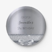 21e verjaardag zilverboegelegant papieren bordje (Voorkant)