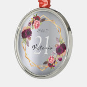 21e verjaardag zilveren floralen geometrische burg metalen ornament (Links)