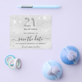 21e verjaardag zilveren glitter budget save the da flyer (Enkel)