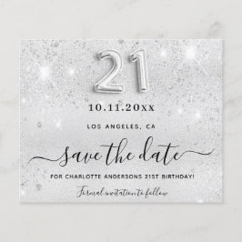 21e verjaardag zilveren glitter budget save the da flyer