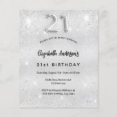 21e verjaardag zilveren glitter budgetuitnodiging flyer (Voorkant)