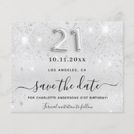 21e verjaardag zilveren glitters budget save the d flyer