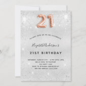 21e verjaardag zilveren gouden glitter kaart (Voorkant)