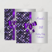 21e Verjaardag Zilveren Pailletten Paarse Diamant  Kaart (Voorkant / Achterkant)