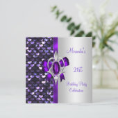 21e Verjaardag Zilveren Pailletten Paarse Diamant  Kaart (Staand voorkant)