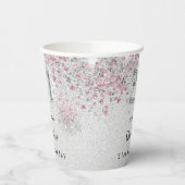 21e verjaardag zilveren roze glitter naam papieren bekers (Links)