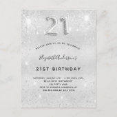 21e verjaardag zilvermetalen glitterstofglazuur uitnodiging briefkaart (Voorkant)