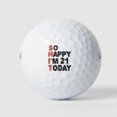 21e Verjaardag Zo Gelukkig Dat Ik Vandaag 21 Ben G Golfballen (Voorkant)