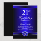 21e verjaardag zwart-blauw kaart (Voorkant / Achterkant)
