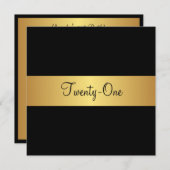 21e verjaardag zwart en geel goud kaart (Voorkant / Achterkant)