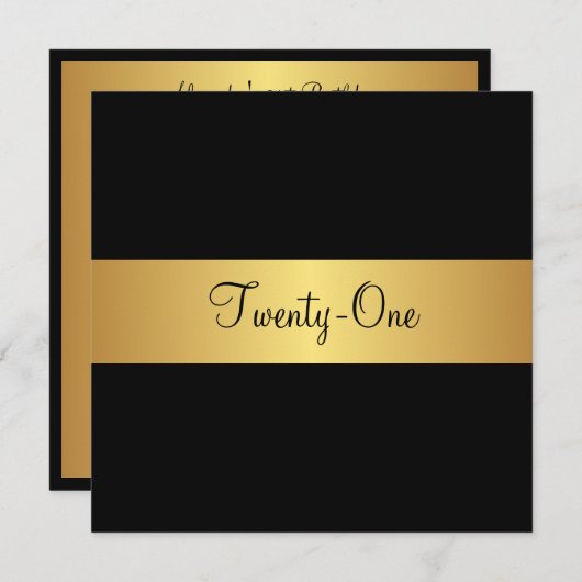 21e verjaardag zwart en geel goud kaart (Voorkant / Achterkant)