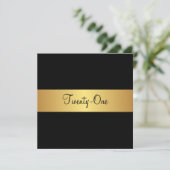 21e verjaardag zwart en geel goud kaart (Staand voorkant)
