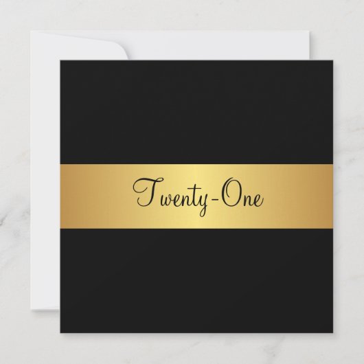 21e verjaardag zwart en geel goud kaart (Voorkant)