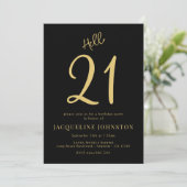 21e verjaardag zwart en goud kaart (Staand voorkant)