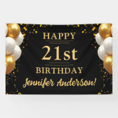 21e verjaardag zwart en goud spandoek (Horizontaal)
