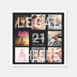 21e verjaardag zwart fotocollage legaal servet