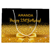 21e verjaardag zwart goud boog groot cadeauzakje (Achterkant)