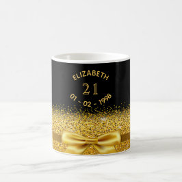 21e verjaardag zwart goud boog koffiemok