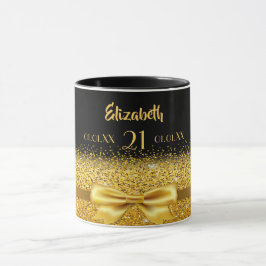 21e verjaardag zwart goud boog mok