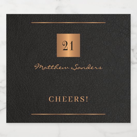 21e verjaardag zwart goud eenvoudige elegante juic sparkling wijnetiket (Enkel label)