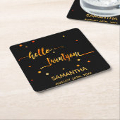 21e verjaardag zwart goud hallo 21 naam script kartonnen onderzetters (Schuin)