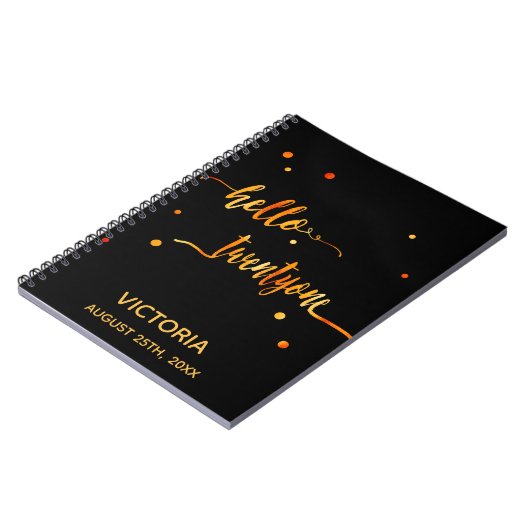 21e verjaardag zwart goud hallo 21 naamscript notitieboek (Linkerzijde)