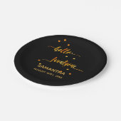 21e verjaardag zwart goud hallo 21 naamscript papieren bordje (Gekanteld)