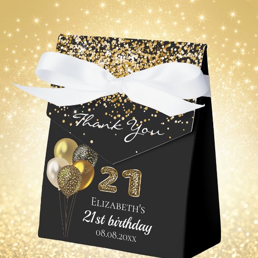 21e verjaardag zwart goud luipaard print ballonnen bedankdoosjes
