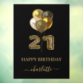 21e verjaardag zwart gouden bladluipaard naamscrip raamsticker (Vel 3)