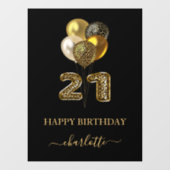 21e verjaardag zwart gouden bladluipaard naamscrip raamsticker (Vel)