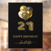 21e verjaardag zwart gouden bladluipaard naamscrip raamsticker (Vel 2)