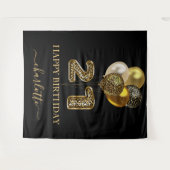 21e verjaardag zwart gouden bladluipaard naamscrip wandkleed (Voorkant (horizontaal))