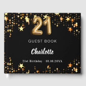 21e verjaardag zwart gouden sterren gastenboek (Voorkant)