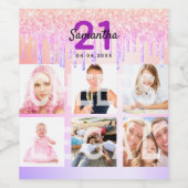 21e verjaardag zwart roos goud glitter druppelt fo wijn etiket (Enkel label)