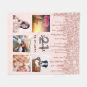 21e verjaardag zwart roos goud glitter druppelt na fleece deken (Voorkant (Horizontaal))