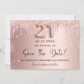 21e verjaardag, zwart roos goud zilver, met uitzon save the date (Voorkant)