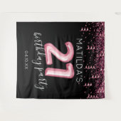 21e verjaardag Zwart Roze Foto Achtergrond Wandkleed (Voorkant (horizontaal))