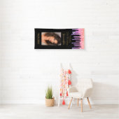 21e Verjaardag zwart roze gouden druppels foto Spandoek (Insitu)