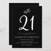 21e verjaardag zwart-wit kaart (Voorkant / Achterkant)