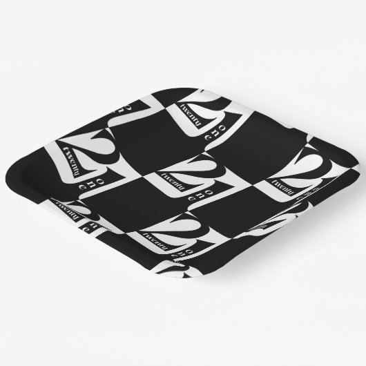 21e verjaardag zwart wit patroon verjaardagsfeestj papieren bordje (Gebogen)