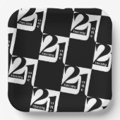 21e verjaardag zwart wit patroon verjaardagsfeestj papieren bordje (Voorkant)