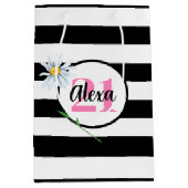 21e verjaardag zwart-wit strepen medium cadeauzakje (Voorkant)
