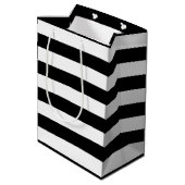 21e verjaardag zwart-wit strepen medium cadeauzakje (Achterkant Gekanteld)
