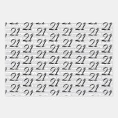 21e verjaardag zwart wit typografie nummers inpakpapier vel (Voorkant 2)