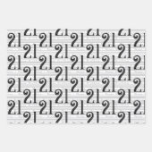21e verjaardag Zwart Wit Typografie Nummers Inpakpapier Vel (Voorkant 2)