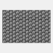 21e verjaardag Zwart Wit Typografie Nummers Inpakpapier Vel (Voorkant)
