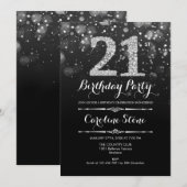 21e verjaardag - Zwart Zilver Kaart (Voorkant / Achterkant)
