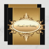 21e verjaardag Zwarte Bronze Gold Kaart (Voorkant / Achterkant)